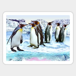 Penguins on ice art design Christmas penguins gift Sticker